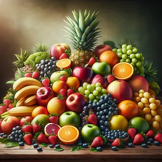 Realistic stock image of fresh fruits display