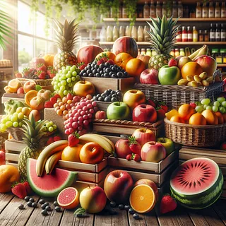 Realistic stock image of fresh fruits display